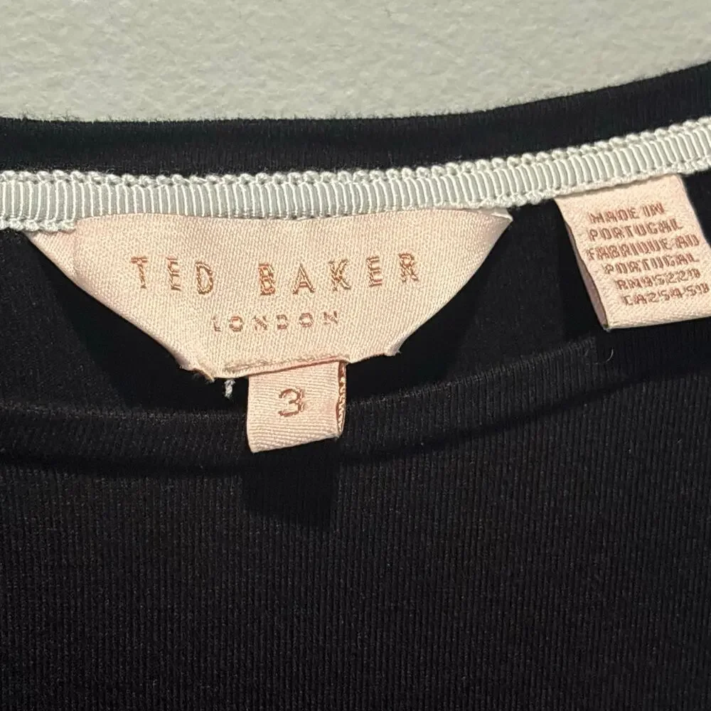 Ted Baker Tuline Black Short Sleeve Tee with Bow Accent - size 3 (US 8) - Picture 6 of 7